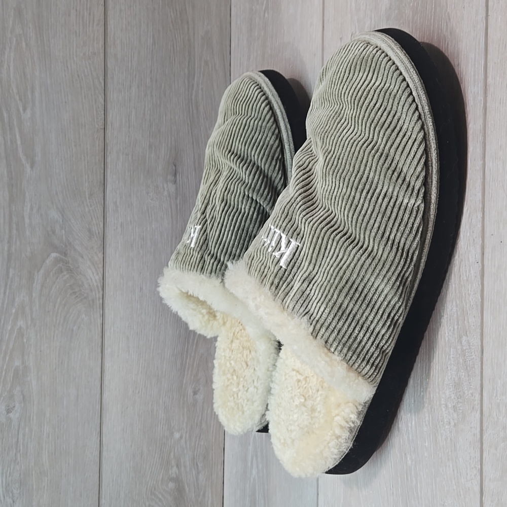 Kith Olive Green Corduroy Shearling-Lined Slip-On Slippers
